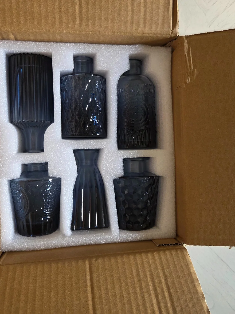 SUPMIND Glass Bud Vase Set of 12, Small Blue Flower Vases